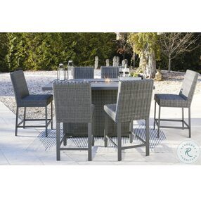 Palazzo Gray Outdoor Bar Table Set with Fire Pit