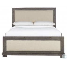 Willow Distressed Dark Gray King Upholstered Bed