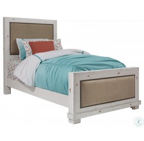 Willow Distressed White Twin Upholstered Bed
