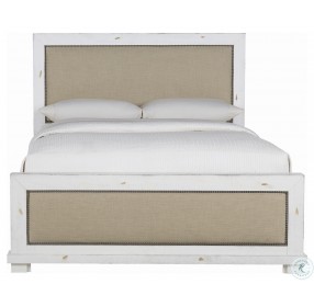 Willow Distressed White King Upholstered Bed