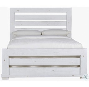 Willow Distressed White King Slat Panel Bed