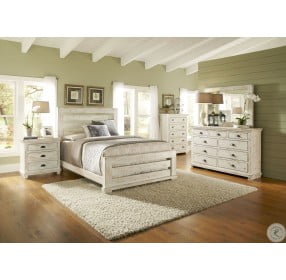 Willow Distressed White Slat Bedroom Set