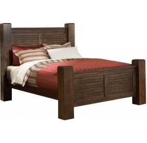 Trestlewood Distressed Mesquite Pine King Poster Bed