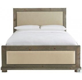 Willow Distressed Weathered Gray King Upholstered Panel Bed