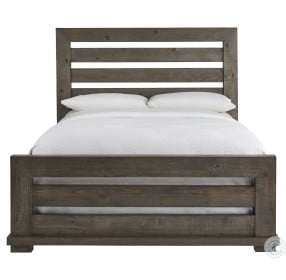 Willow Distressed Weathered Gray Queen Slat Panel Bed