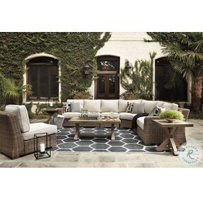 Beachcroft Beige Outdoor Sectional with Nuvella Cushions