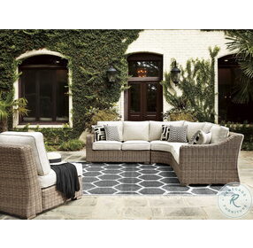 Beachcroft Beige 3 Piece Outdoor Sectional with Nuvella Cushions