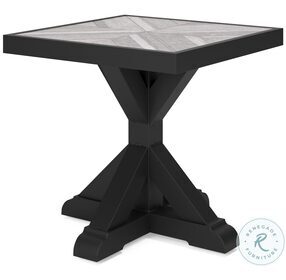 Beachcroft Black And Light Gray Outdoor Square End Table