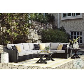 Beachcroft Black And Light Gray Outdoor Rectangular Occasional Table Set