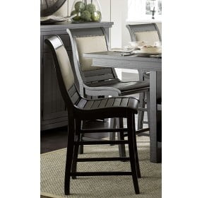 Willow Distressed Black Upholstered Counter Height Chair Set of 2