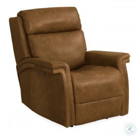 Poise Brown Leather Power Recliner With Power Headrest