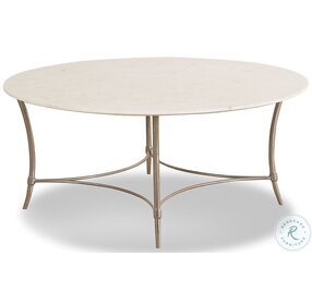 Crossings Palace Silver Clad And White Marble Round Cocktail Table