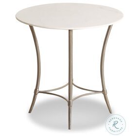 Crossings Palace Silver Clad And White Marble Round End Table