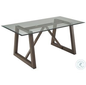 Palm Canyon Carob Brown Rectangular Glass Top Trestle Dining Table