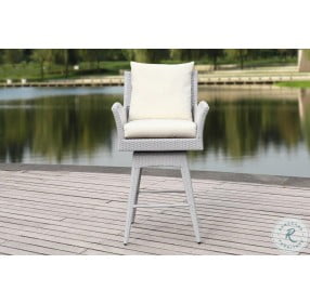 Hayes Gray And Beige Outdoor Wicker Swivel Armed Counter Height Stool