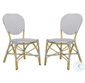 Lisbeth Gray and White French Outdoor Bistro Side Chair Set of 2