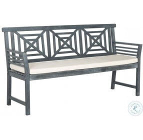 Del Mar Ash Gray and Beige Outdoor 3 Seat Bench
