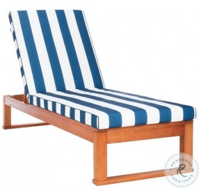 Solano Natural And Navy Fabric Outdoor Sun Lounger