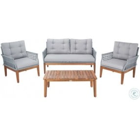 Winslo Gray Rope And Gray Cushion 4 Piece Outdoor Conversation Set
