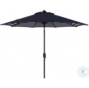 Athens Navy And White Inside Out Striped Crank Outdoor Auto Tilt Umbrella