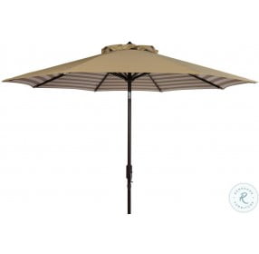 Athens Beige And White Inside Out Striped Crank Outdoor Auto Tilt Umbrella