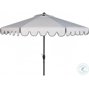 Venice White And Black Single Scallop Crank Outdoor Push Button Tilt Umbrella