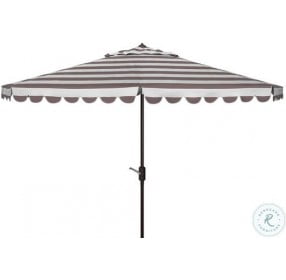 Vienna Gray and White Round Crank Outdoor Umbrella