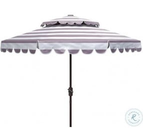 Vienna Gray and White Round Double Top Crank Outdoor Umbrella