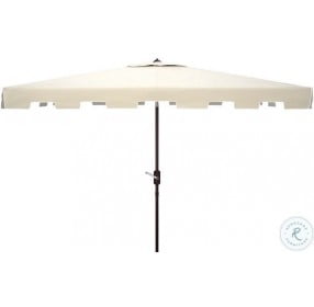 Zimmerman Beige and White Rectangular Outdoor Market Umbrella