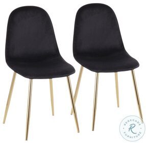 Pebble Black Velvet And Gold Steel Chair Set of 2
