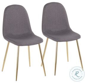 Pebble Charcoal Fabric And Gold Steel Chair Set of 2
