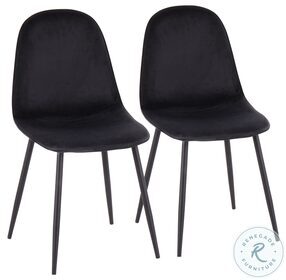 Pebble Black Velvet And Black Steel Chair Set of 2