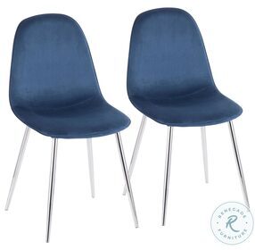 Pebble Blue Velvet And Chrome Chair Set of 2