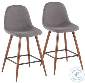 Pebble Charcoal Fabric Counter Height Stool Set of 2