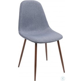 Pebble Walnut And Blue Dining Chair Set of 2