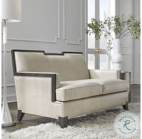 Taylor Natural and Cream Leather Upholstered Loveseat