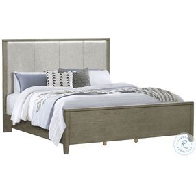 Essex Dove Gray Upholstered King Panel Bed