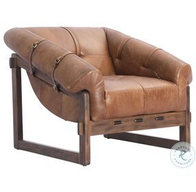 Bellos Brown Leather Accent Chair