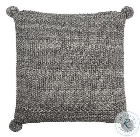 Pom Pom Knit Dark Grey and Natural Pillow