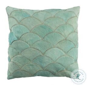 Metallic Scale Cowhide Teal Pillow