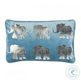 Talin Elephant Blue and Silver Pillow