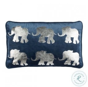 Talin Elephant Dark Blue and Silver Pillow