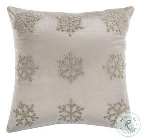 Sydnee Snowflake Beige and Silver Large Pillow