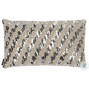 Angelien Beige and Silver Small Pillow