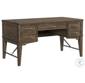 Preston Weathered Vintage Oak 58" Half Pedestal Desk