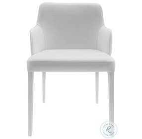 Polly White Leather Arm Chair