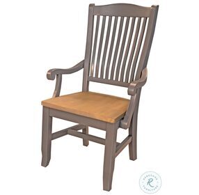 Port Townsend Grey And Seaside Pine Wood Slat Back Arm Chair Set of 2
