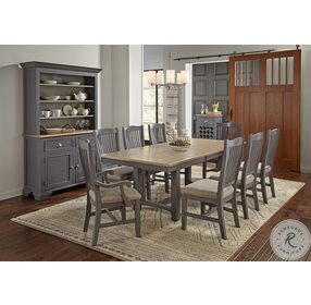 Port Townsend Grey And Seaside Pine Extendable Rectangular Trestle Dining Room Set