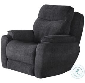 Show Stopper Bahari Charcoal Wall Saver Power Recliner with Power Headrest And Scoozi Massage