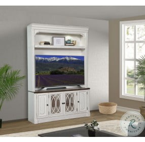 Provence Vintage Alabaster TV Console with Hutch